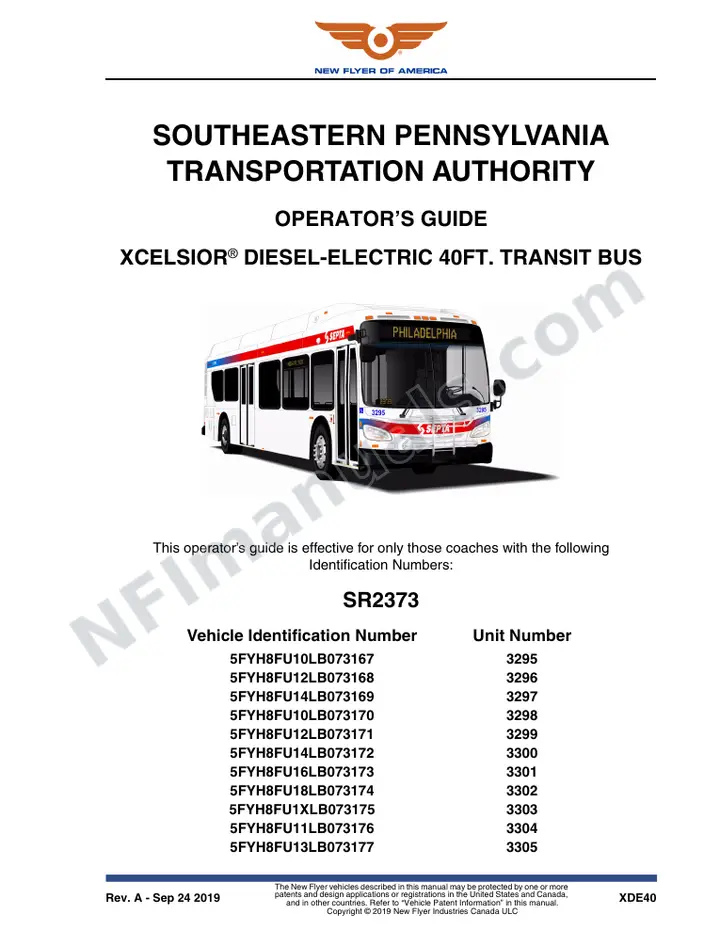 SR2373 Operator's Guide, Southeastern Pennsylvania Transportation Authority first-page preview