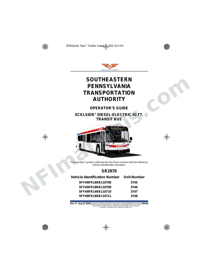 SR2870 Operator's Guide, Southeastern Pennsylvania Transportation Authority first-page preview
