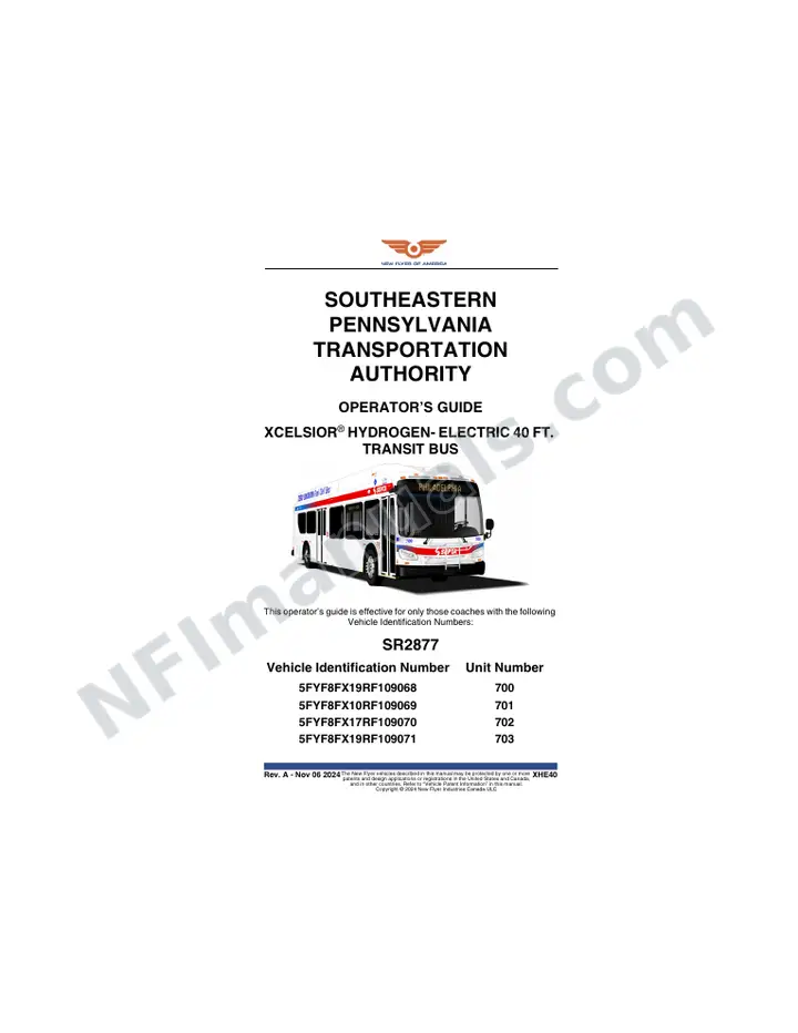 New Flyer XHE40 Manual Package - Southeastern Pennsylvania Transportation Authority included manual preview