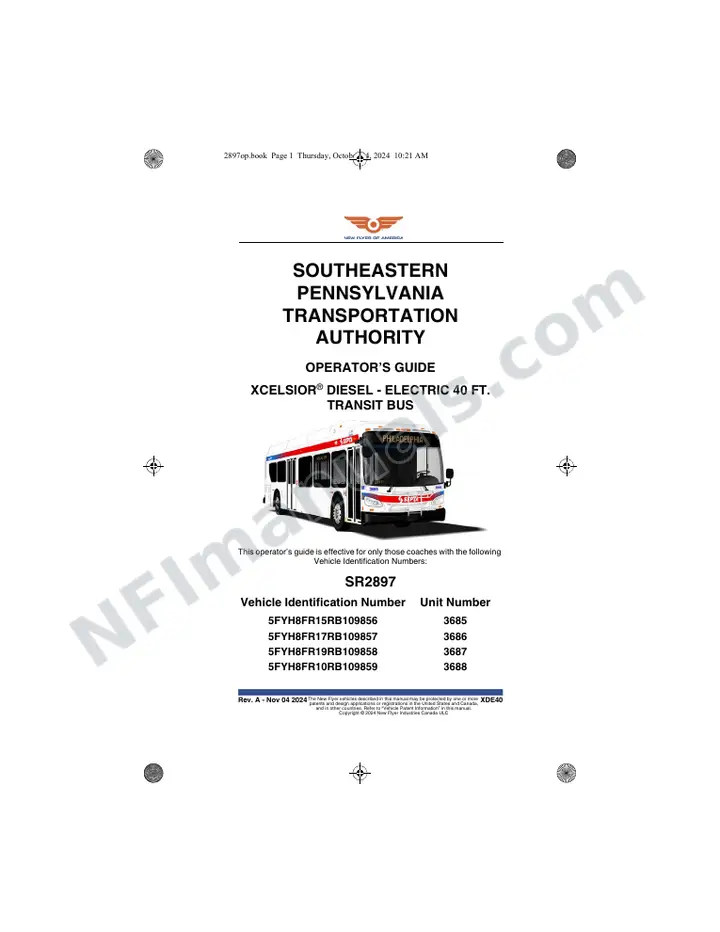 SR2897 Operator's Guide, Southeastern Pennsylvania Tranportation Authority first-page preview