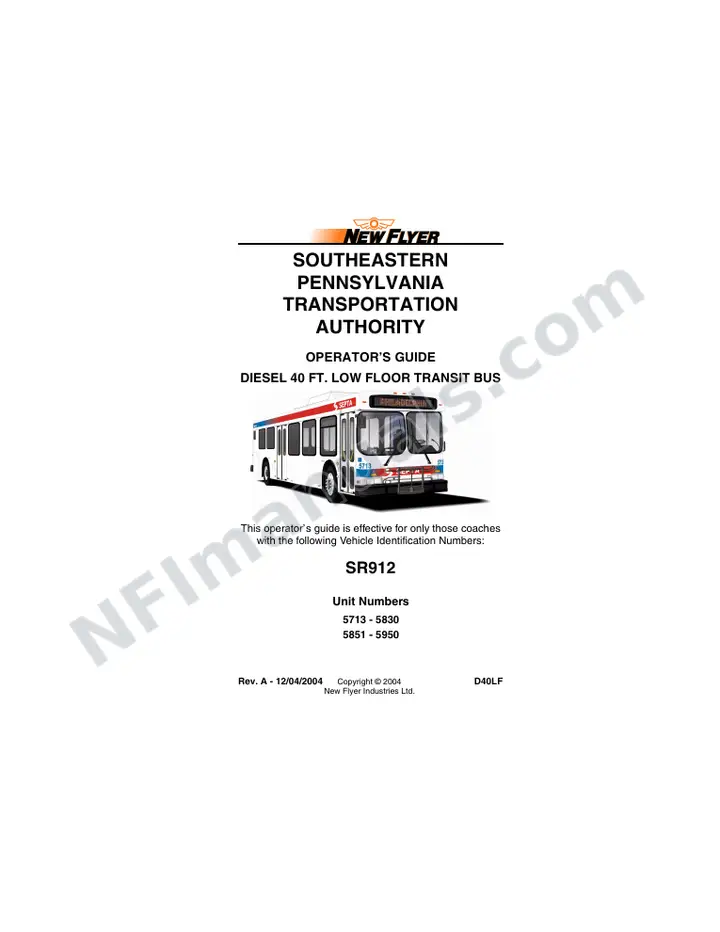 SR912 Operator's Guide, Southeastern Pennsylvania Transportation Authority (SEPTA) first-page preview