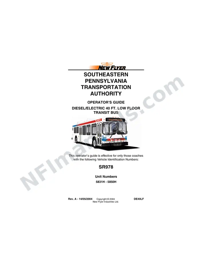 SR978 Operator's Guide, Southeastern Pennsylvania Transportation Authority (SEPTA) first-page preview