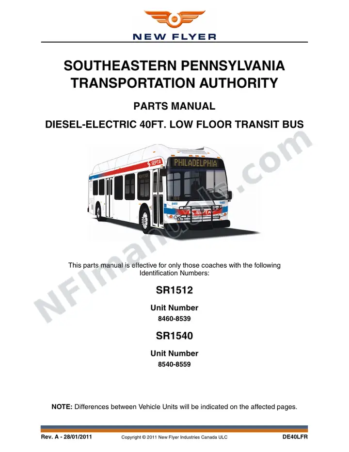 SR1512_1540 Parts Manual, SEPTA first-page preview