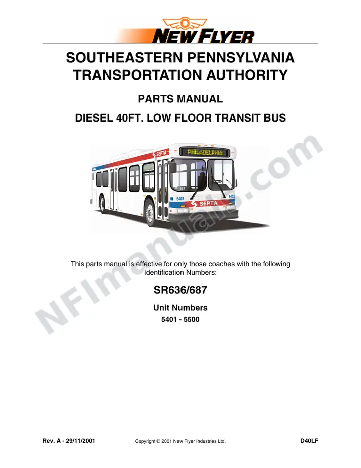 SR636_687 Parts Manual, SEPTA first-page preview