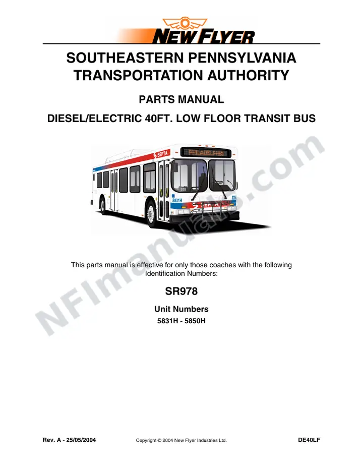 SR978 Parts Manual, SEPTA first-page preview