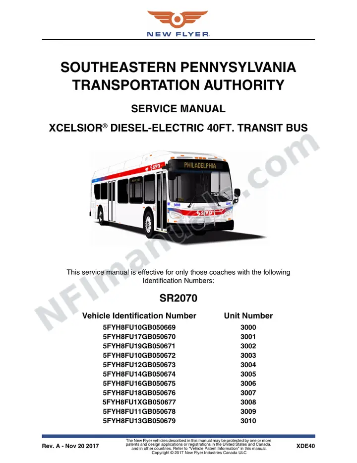 SR2070 Service Manual, Southeastern Pennsylvania Transportation Authority first-page preview