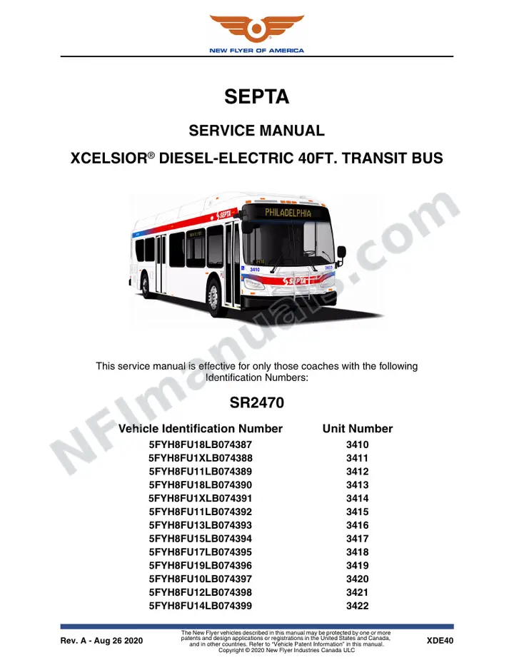 SR2470 Service Manual, SEPTA first-page preview
