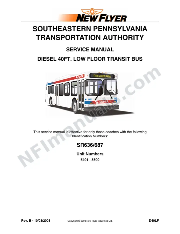 SR636/687 Service Manual, Southeastern Pennsylvania Transportation Authority (SEPTA) first-page preview