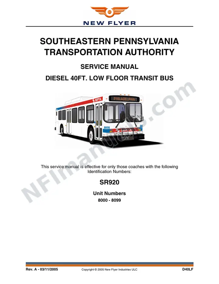 SR920 Service Manual, SEPTA first-page preview