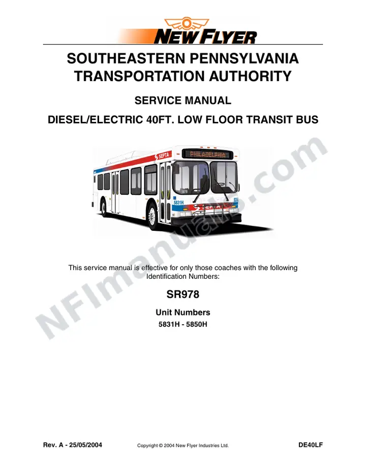 SR978 Service Manual, Southeastern Pennsylvania Transportation Authority (SEPTA) first-page preview