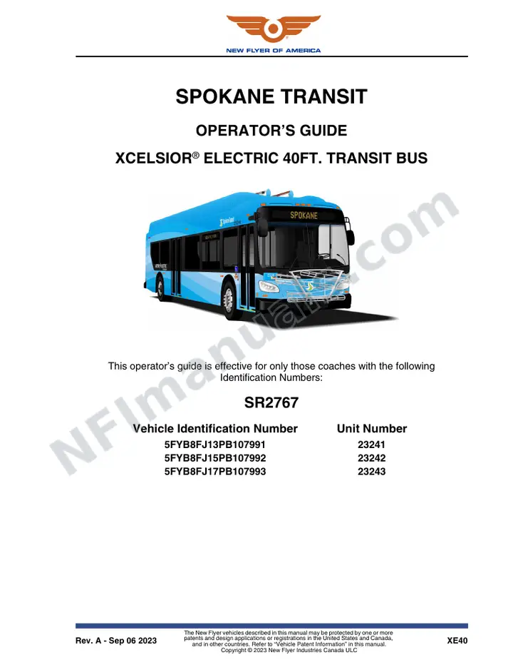 SR2767 Operator's Guide, Spokane Transit first-page preview