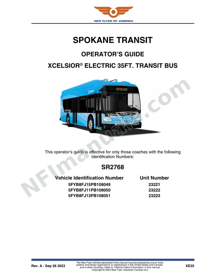 SR2768 Operator's Guide, Spokane Transit first-page preview