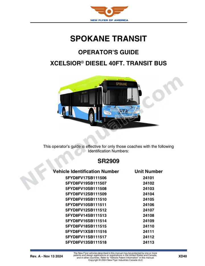 SR2909 Operator's Guide, Spokane Transit first-page preview
