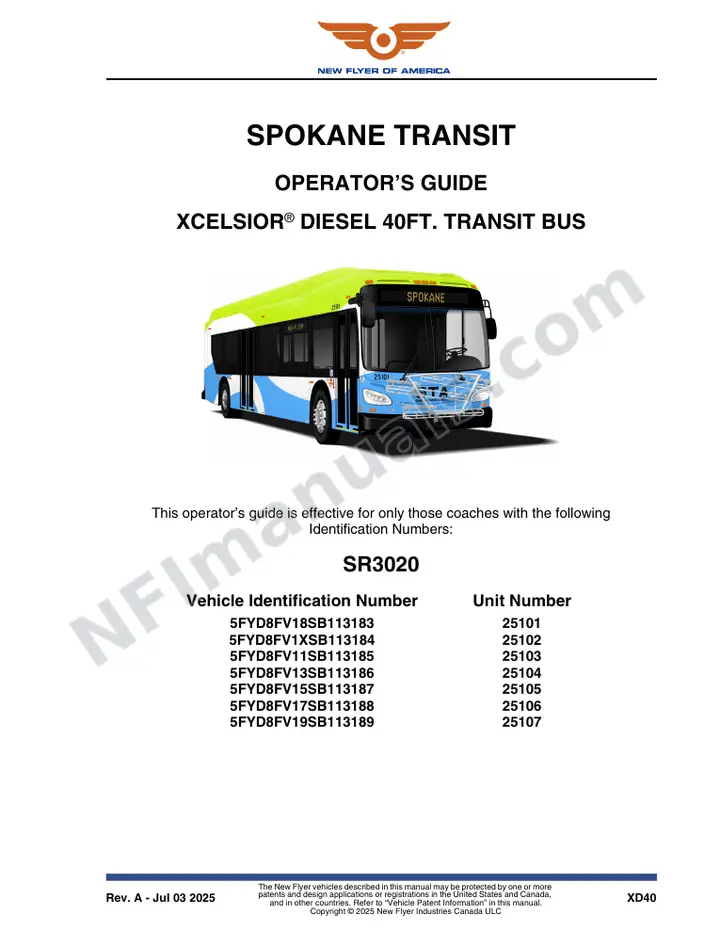 SR3020 Operator's Guide, Spokane Transit first-page preview