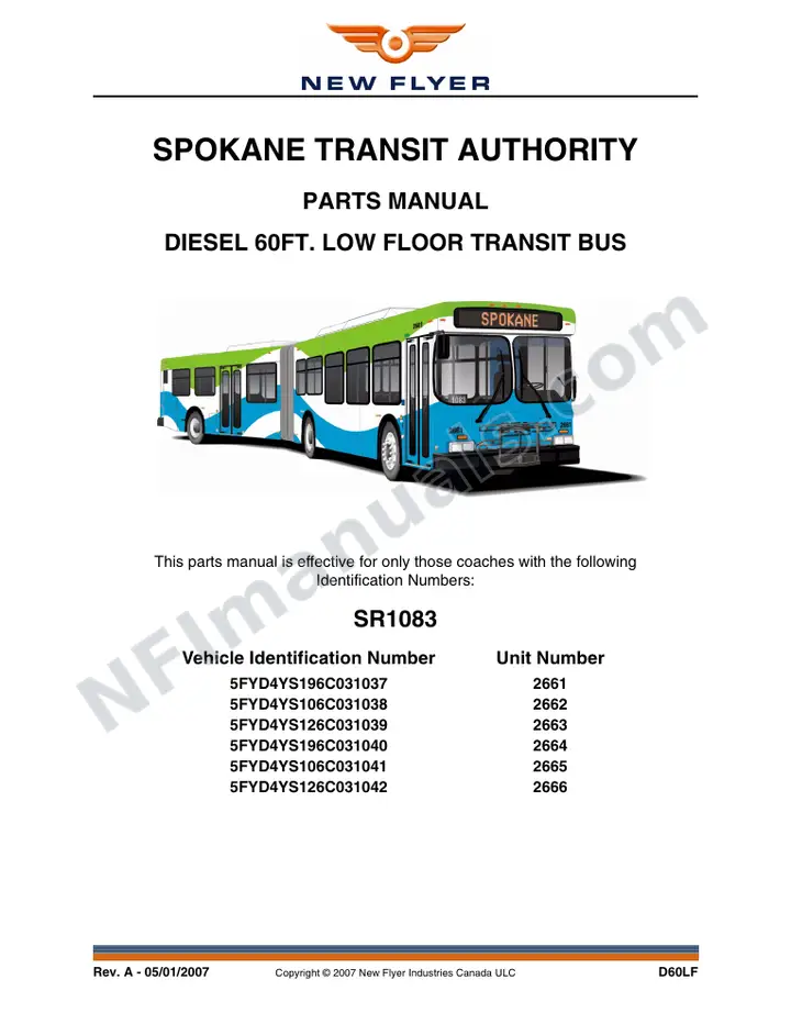 SR1083 Parts Manual, Spokane Transit Authority first-page preview