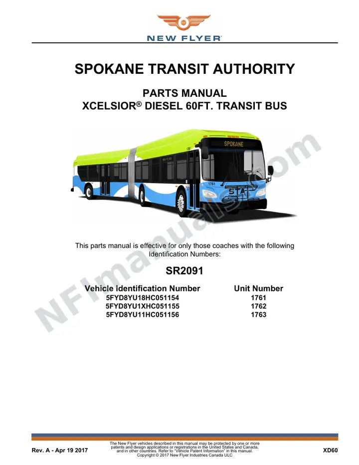 SR2091 Parts Manual, Spokane Transit Authority first-page preview