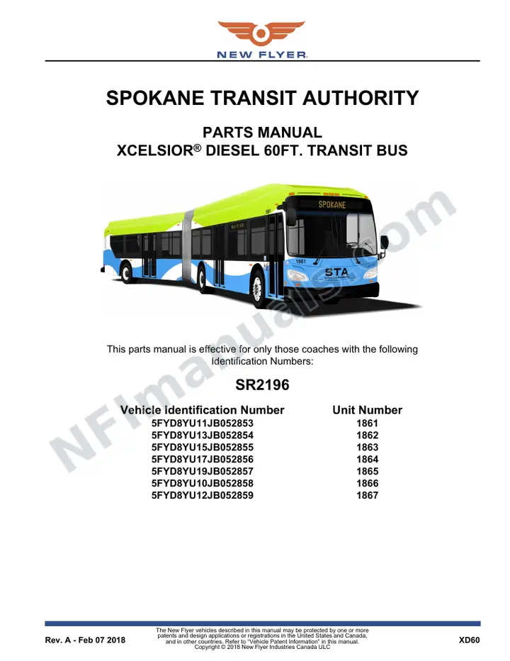 SR2196 Parts Manual, Spokane Transit Authority first-page preview