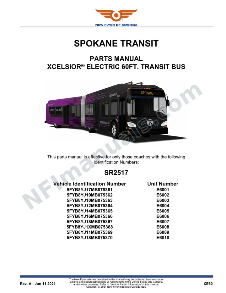 SR2517 Parts Manual, Spokane Transit first-page preview