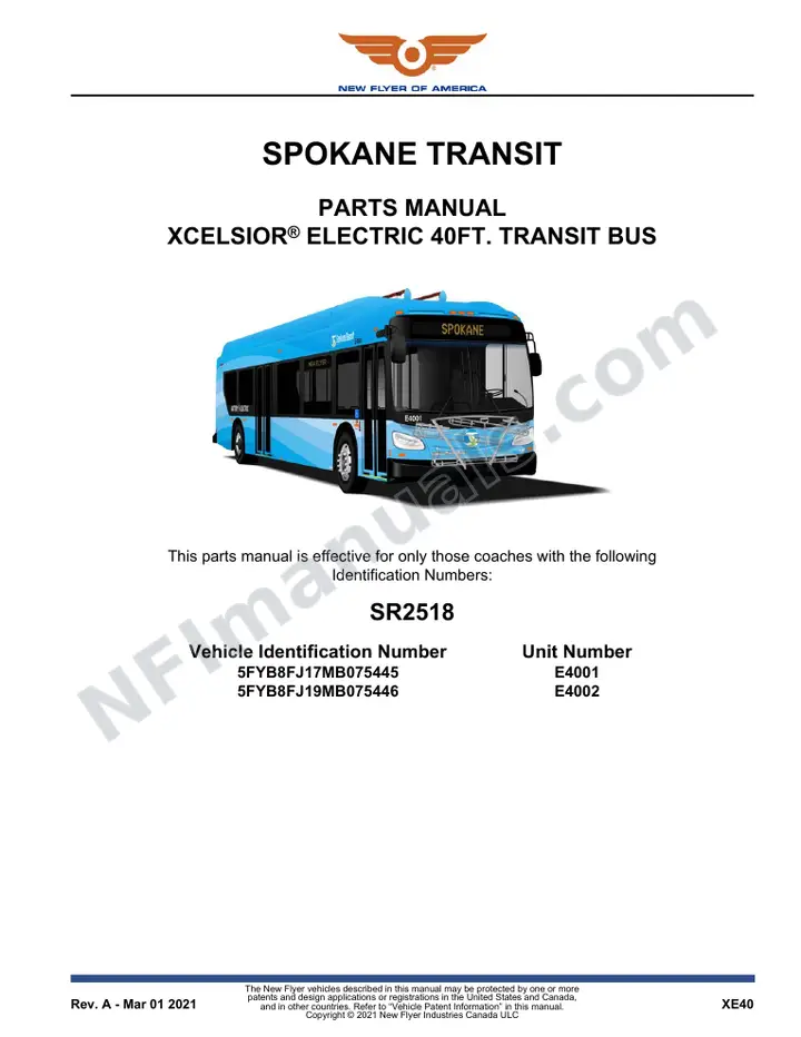 SR2518 Parts Manual, Spokane Transit first-page preview