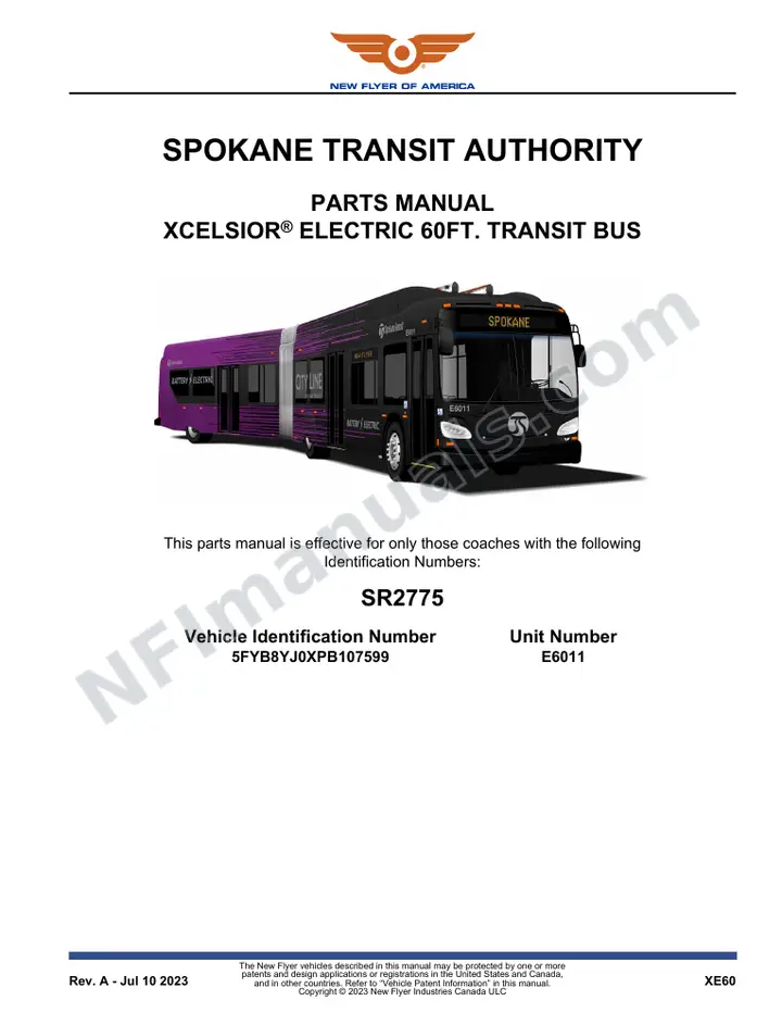 SR2775 Parts Manual, Spokane Transit Authority first-page preview