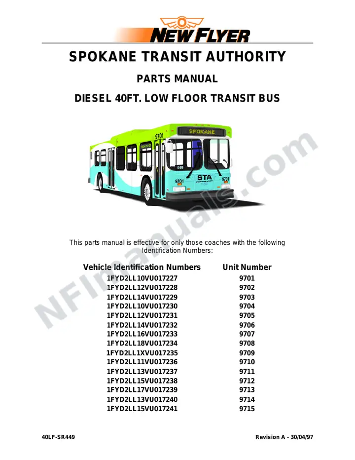 SR449 Spokane Parts Manual first-page preview