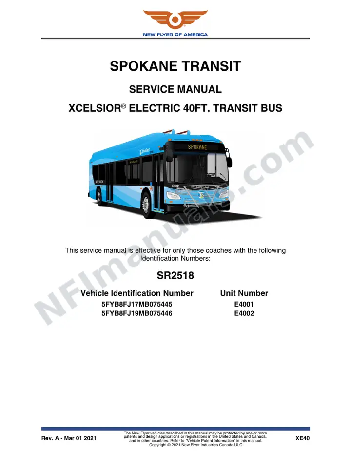 SR2518 Service Manual, Spokane Transit first-page preview