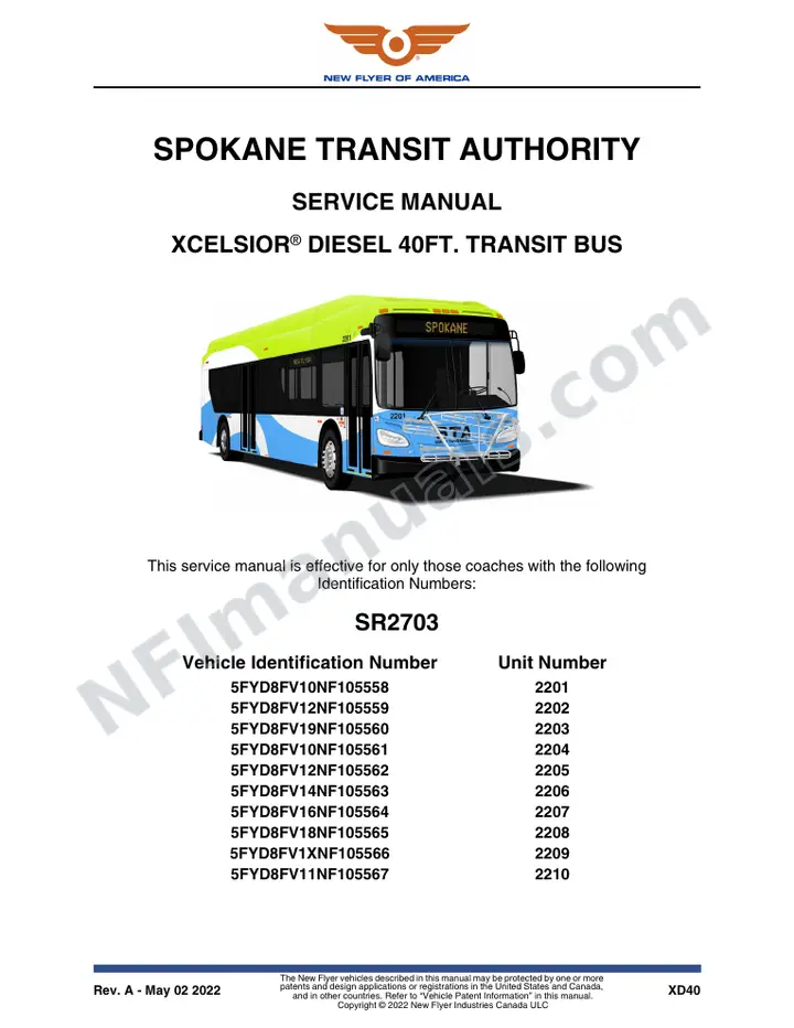 SR2703 Service Manual, Spokane Transit Authority first-page preview