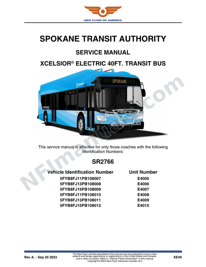 SR2766 Service Manual, Spokane Transit Authority first-page preview
