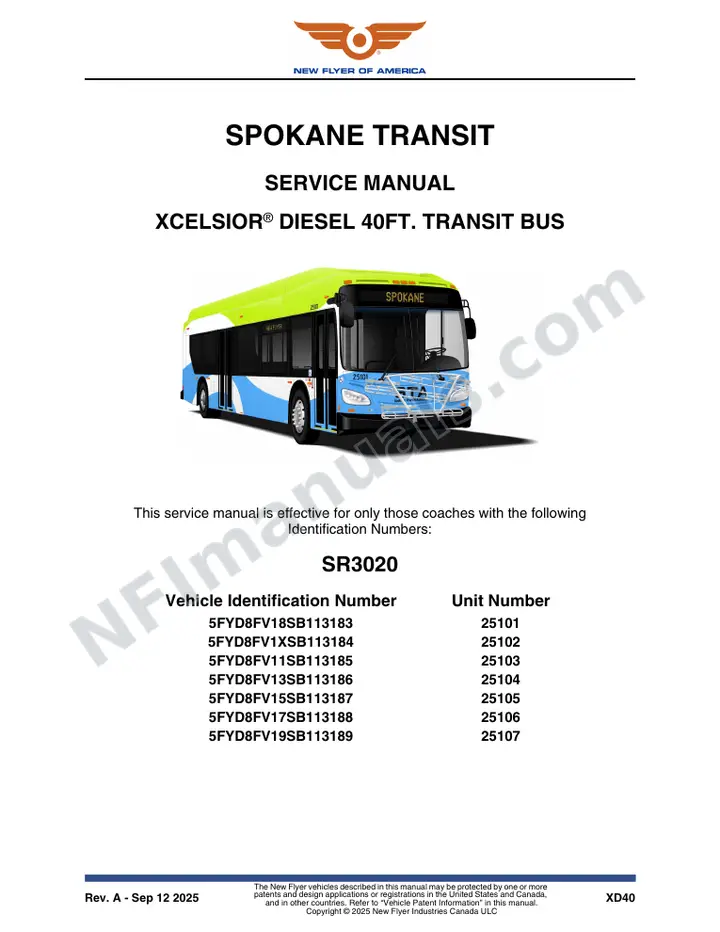 SR3020 Service Manual, Spokane Transit first-page preview