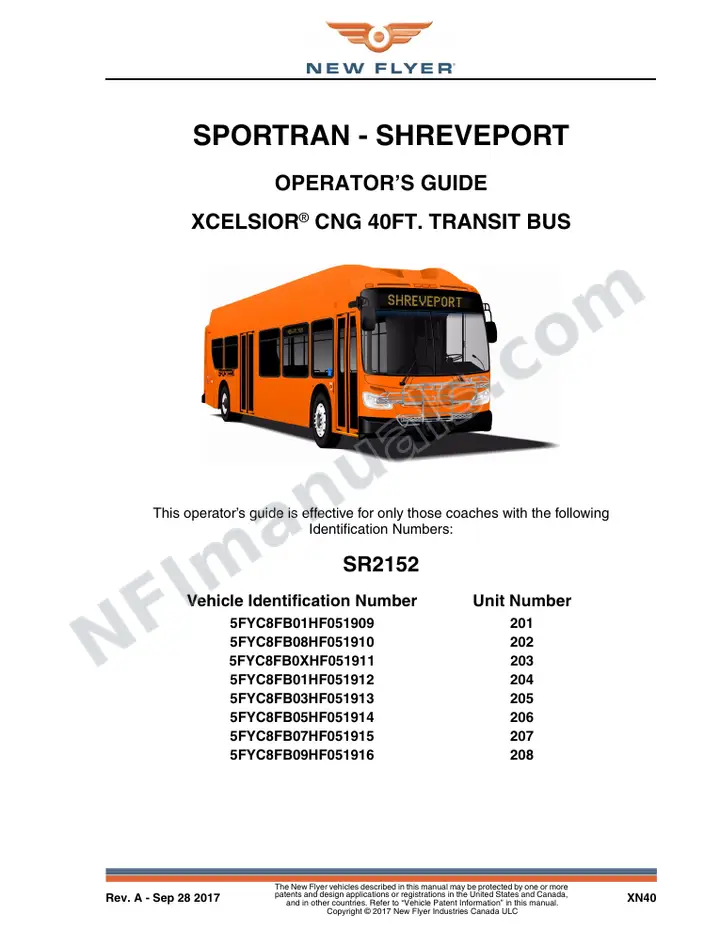 SR2152 Operator's Guide, Sportran - Shreveport first-page preview