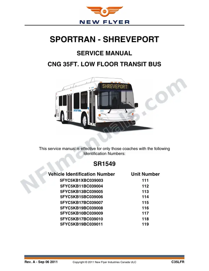SR1549 Service Manual, Sportran - Shreveport first-page preview