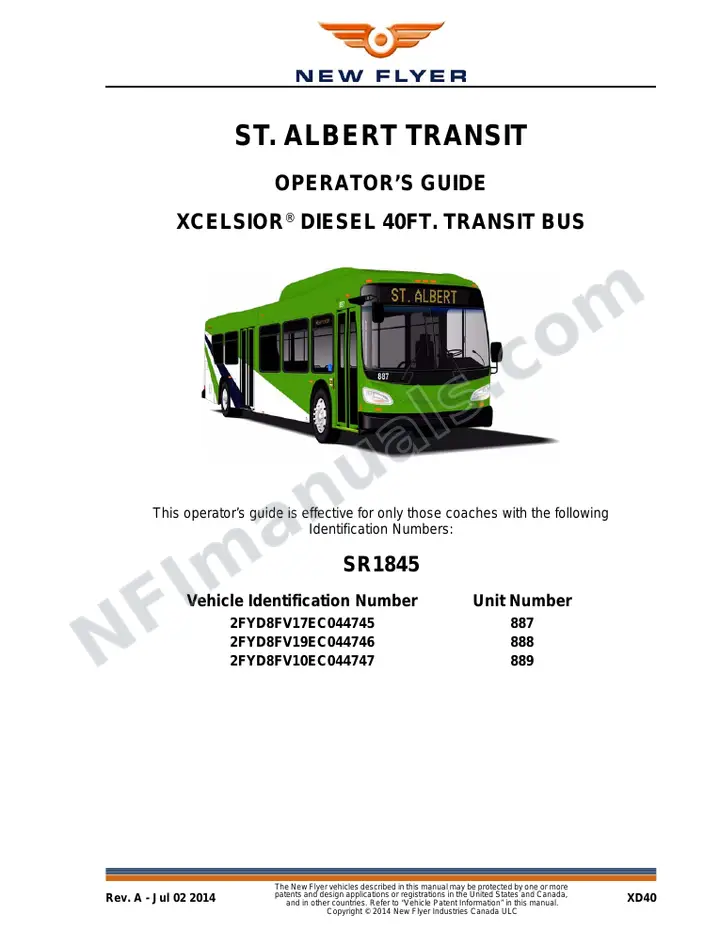 New Flyer XD40 Manual Package - St. Albert Transit included manual preview