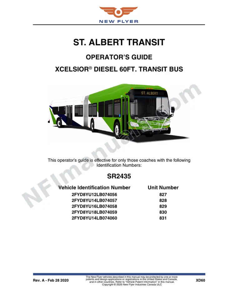 New Flyer XD60 Manual Package - St. Albert Transit included manual preview