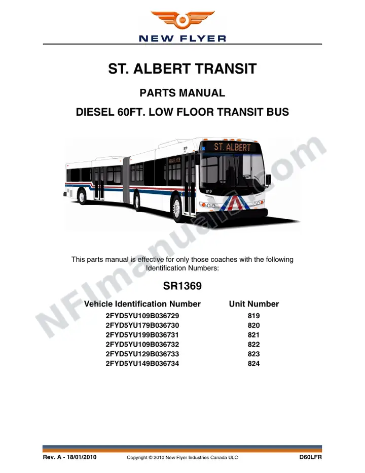 SR1369 Parts Manual, St. Albert Transit first-page preview