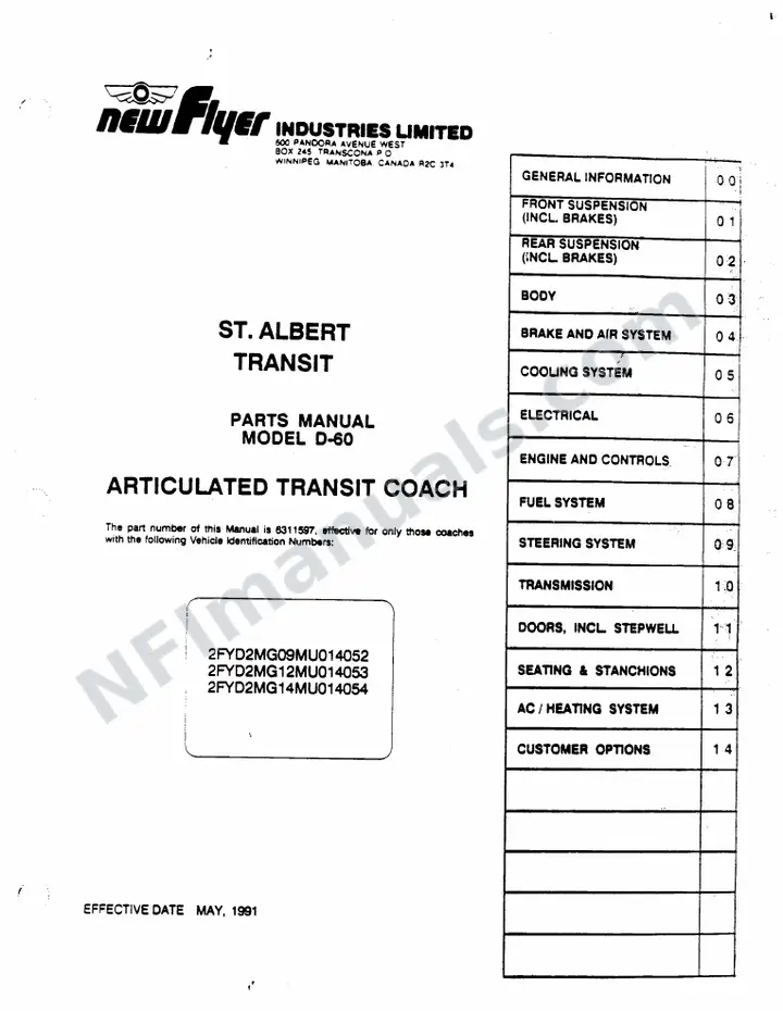SR236 Parts Manual, St. Albert Transit first-page preview