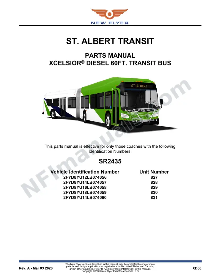 SR2435 Parts Manual, St. Albert Transit first-page preview