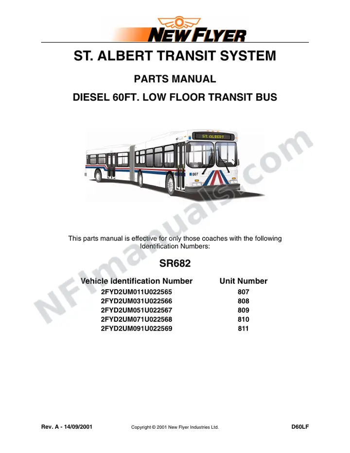 SR682 Parts Manual, St. Albert Transit System first-page preview