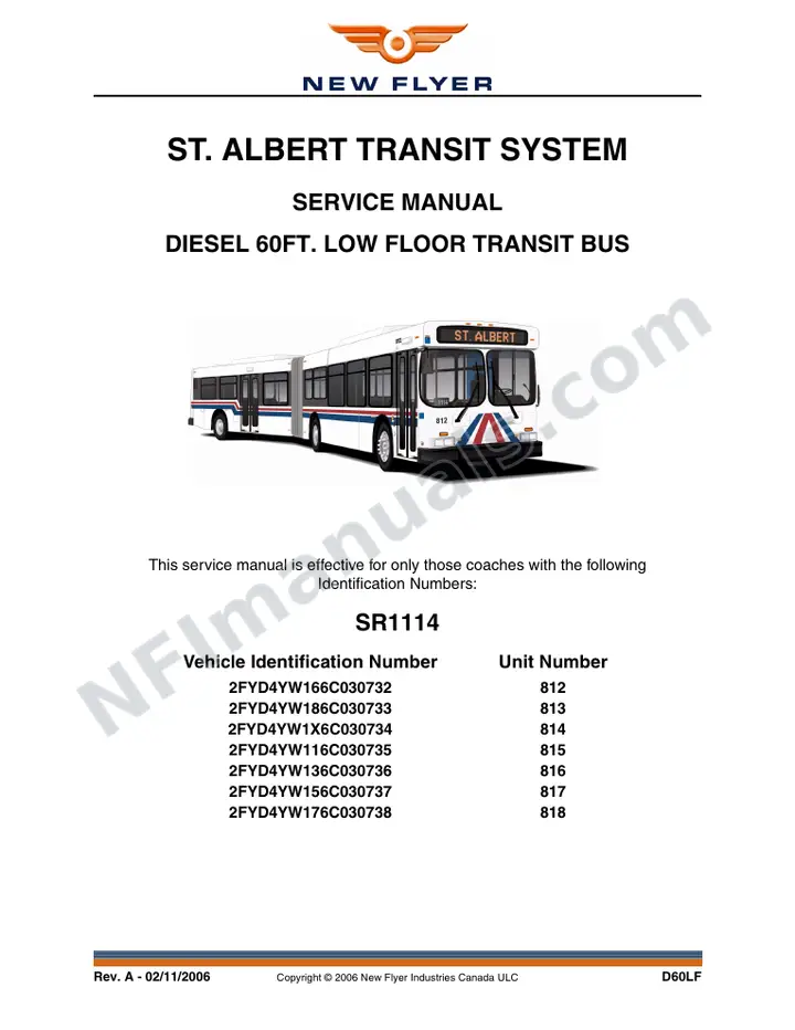 SR1114 Service Manual, St. Albert Transit System first-page preview