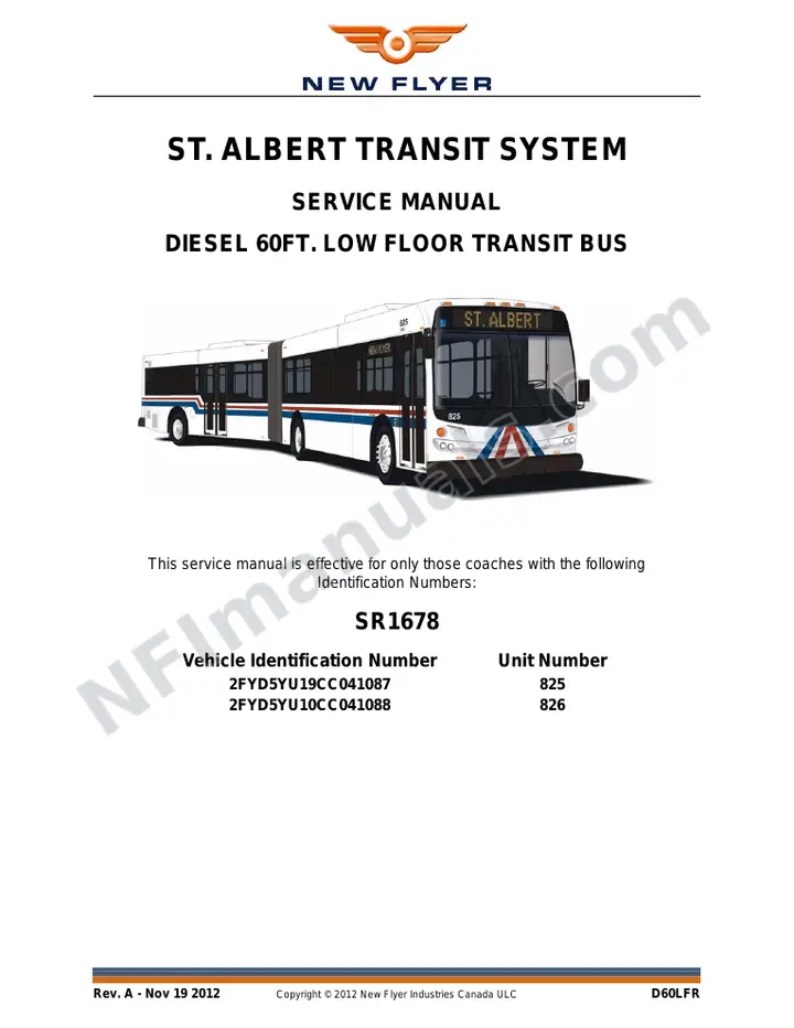 SR1678 Service Manual, St. Albert Transit System first-page preview