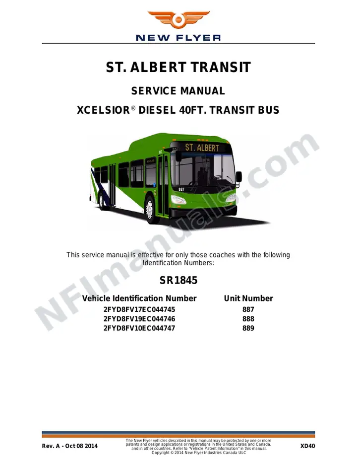 SR1845 Service Manual, St. Albert Transit first-page preview