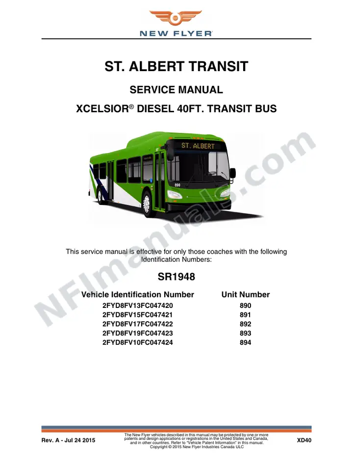 SR1948 Service Manual, St. Albert Transit first-page preview