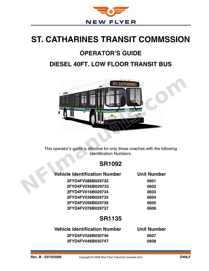 SR1092/1135 Operator's Guide, St. Catharines Transit Commission first-page preview