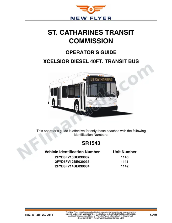New Flyer XD40 Manual Package - St. Catharines Transit Commission included manual preview