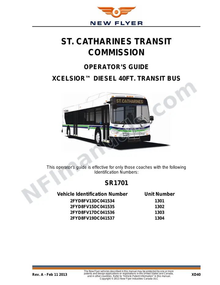 SR1701 Operator's Guide, St. Catharines Transit Commission first-page preview