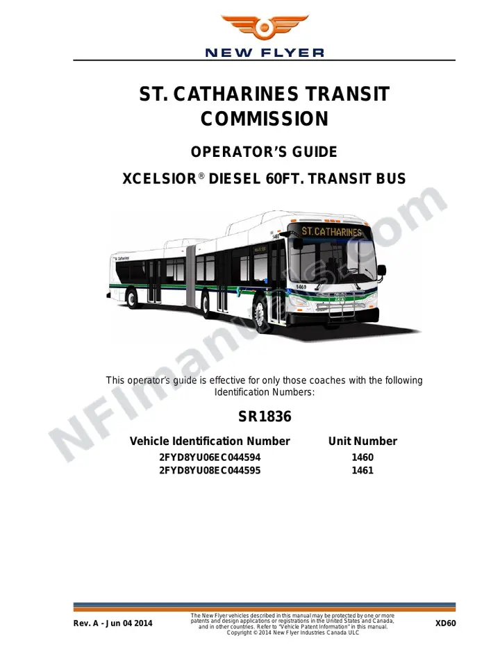 New Flyer XD60 Manual Package - St. Catharines Transit Commission included manual preview
