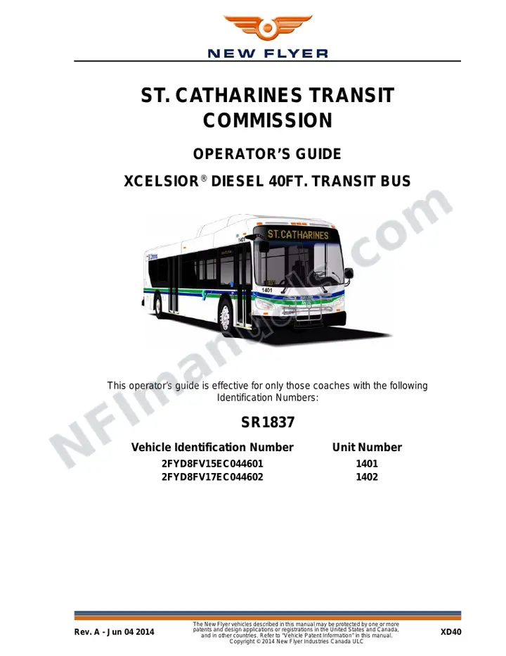 SR1837 Operator's Guide, St. Catharines Transit Commission first-page preview