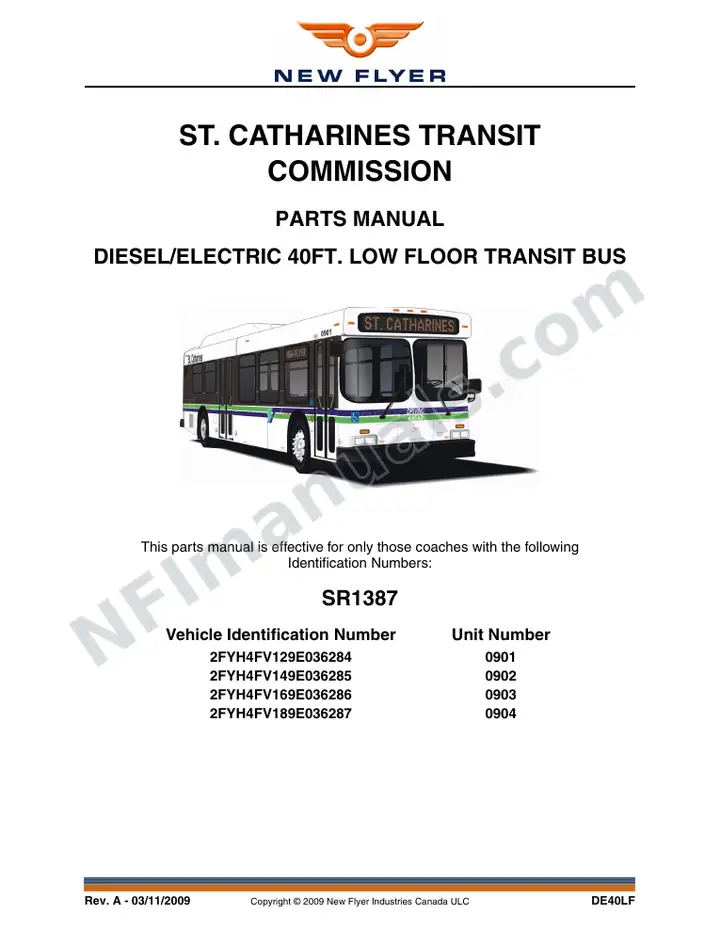 SR1387 Parts Manual, St. Catharines Transit first-page preview