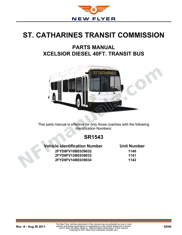 SR1543 Parts Manual, St. Catharines Transit Commission first-page preview