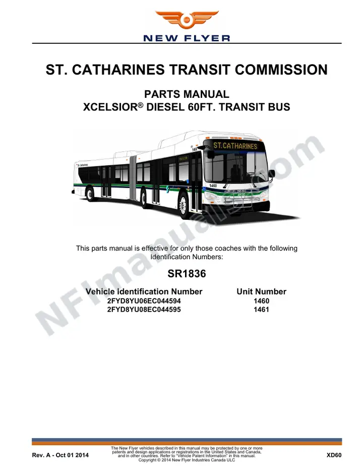 SR1836 Parts Manual, ST. Catharines Transit Commission first-page preview
