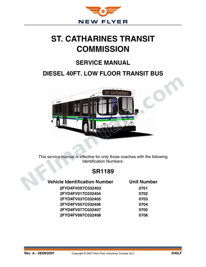 SR1189 Service Manual, St. Catharines Transit Commission first-page preview